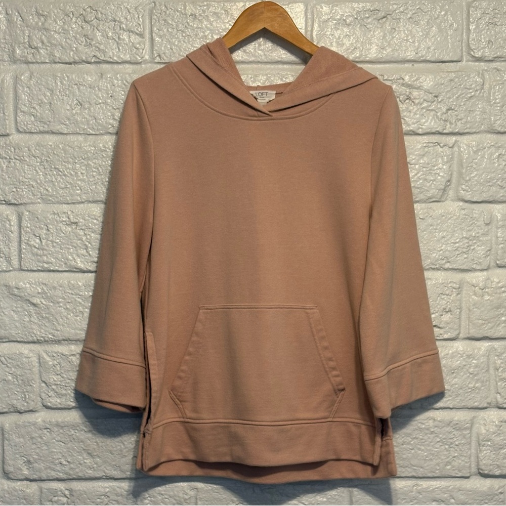 LOFT LOUNGE Hooded Pullover Top Dusty Rose Pink Women’s Size Medium - Picture 3 of 7